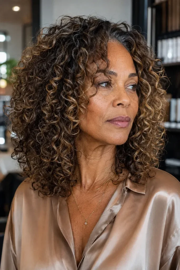 Medium curly lob with long layers