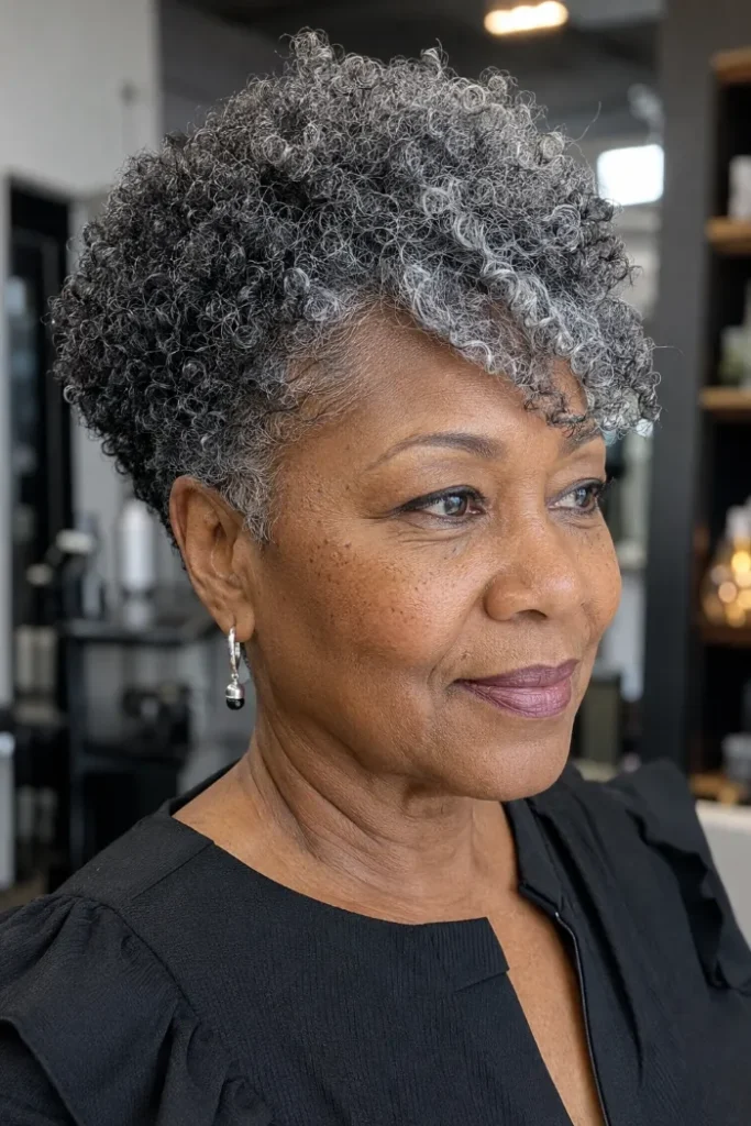 Tapered curly cut with fuller crown
